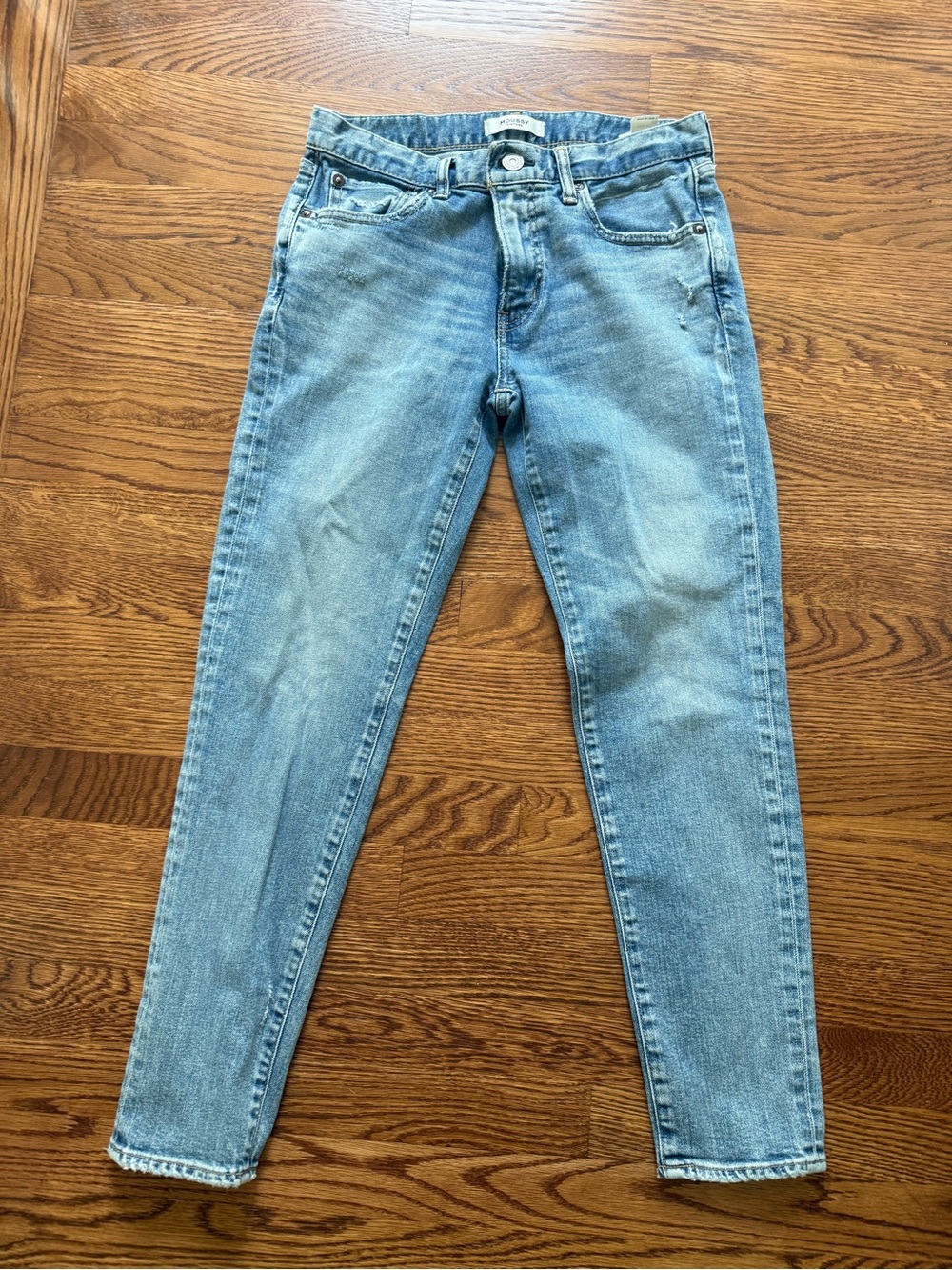 MOUSSY VINTAGE Blue Denim Jeans Tapered Japan Distressed Casual 27